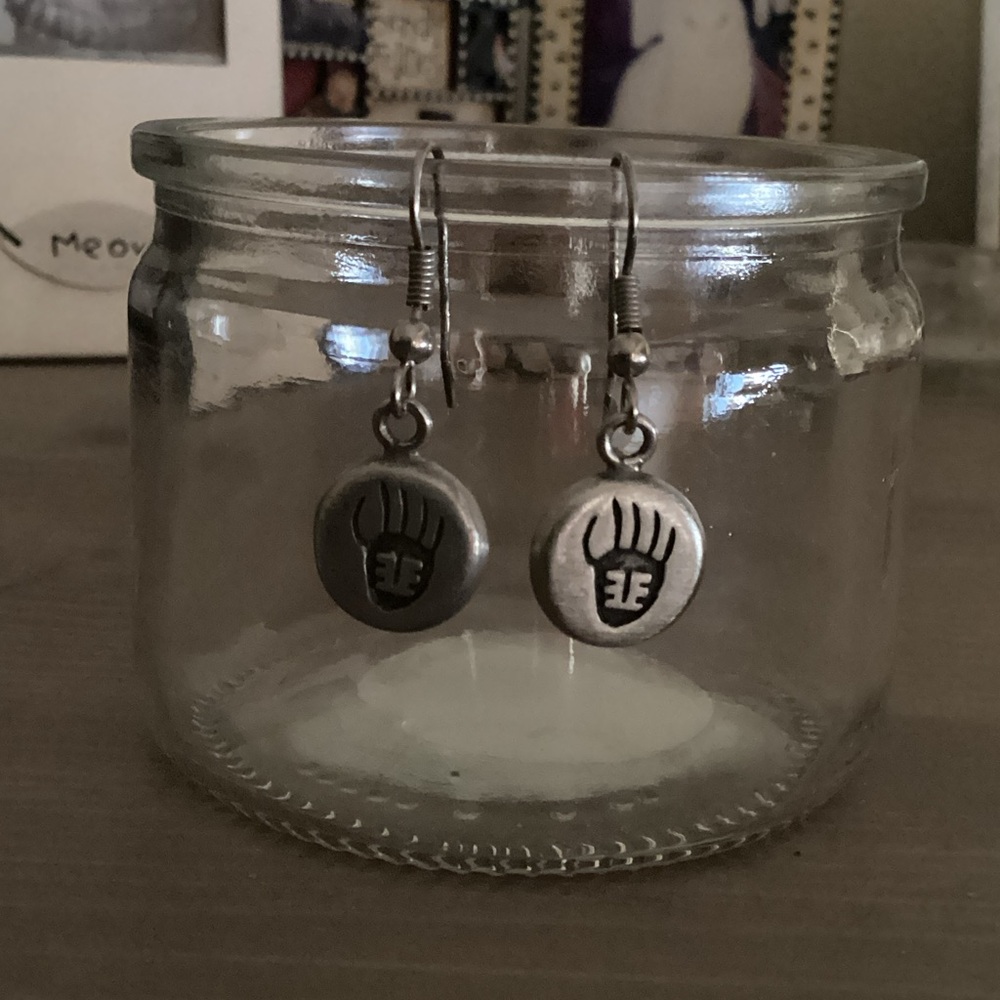 Silver Dangle Earrings with Unique Symbol
